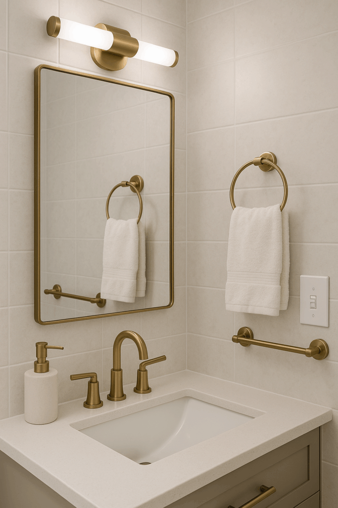 newly remodeled bathroom featuring upgraded small fixtures
