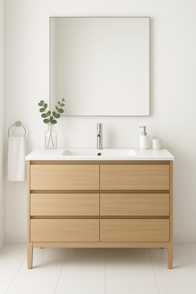  sleek modern vanity with storage drawers