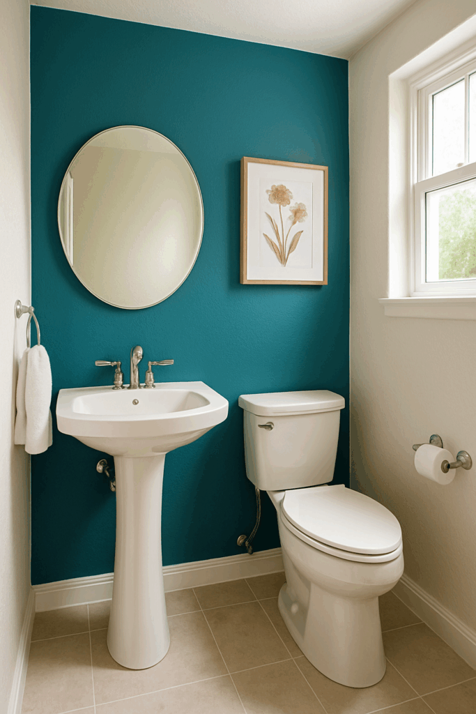 small bathroom that feels bigger thanks to a fresh coat of soft