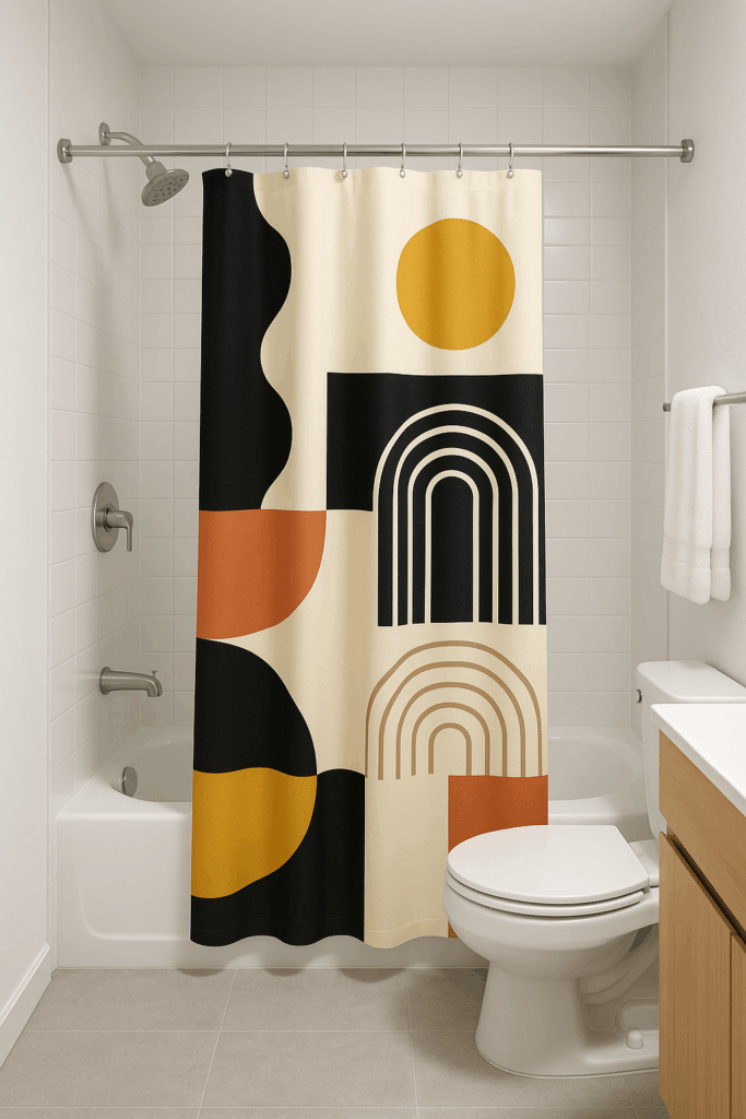 stylish new shower curtain with bold patterns