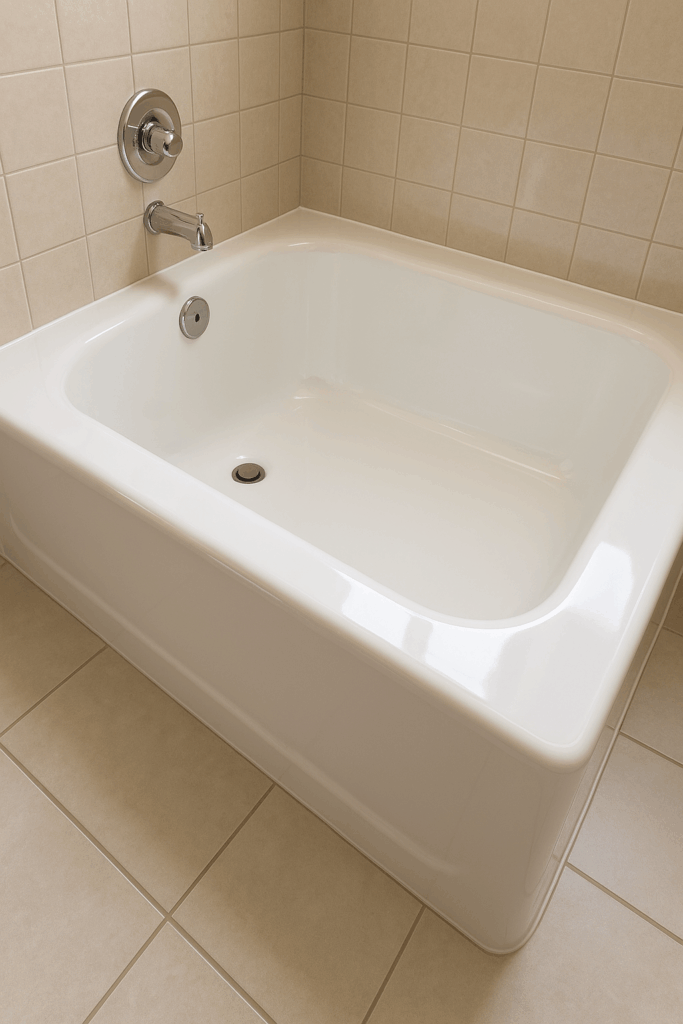  worn-out bathtub being refinished